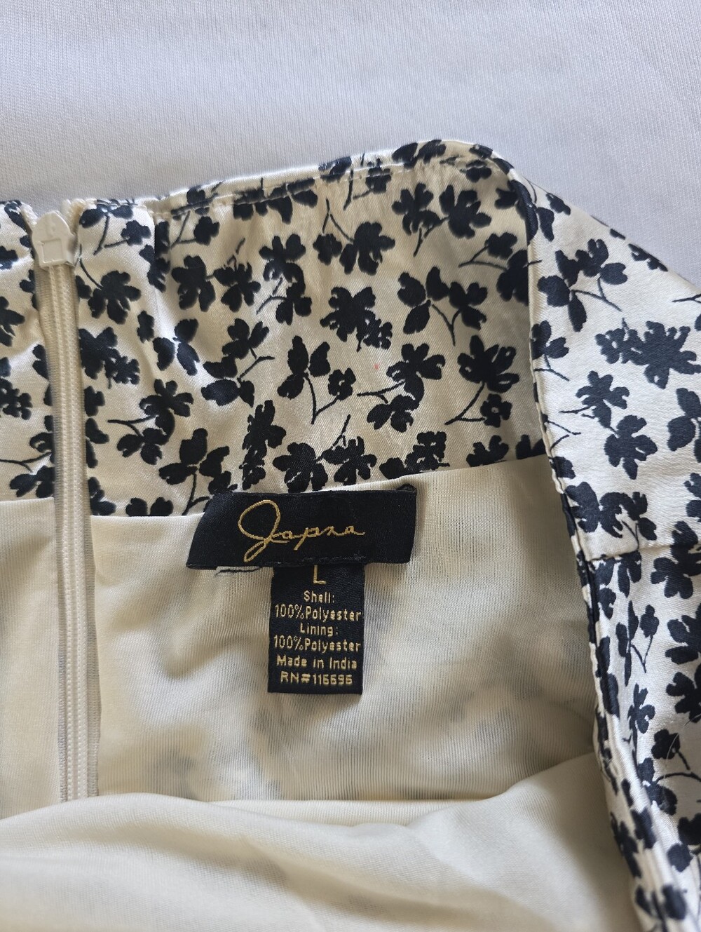 Japna Black Floral A-Line Skirt on White Base - Picture 2 of 4